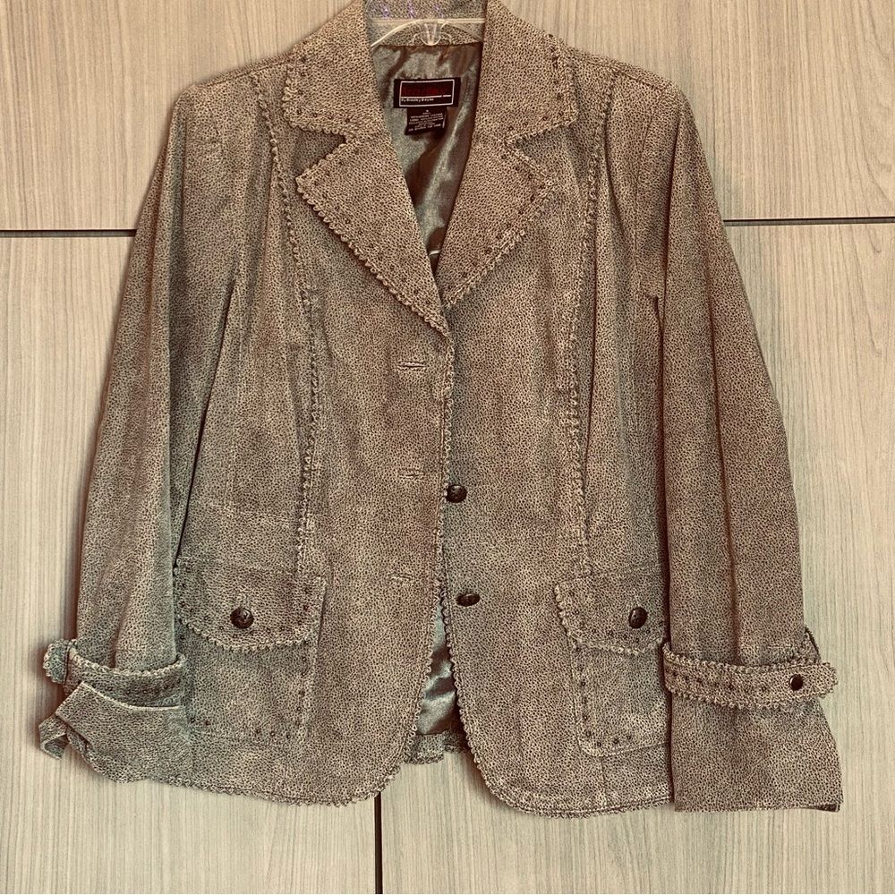 Bradley by Bradley Bayou Suede Leather Studded Moto Jacket Small - Picture 10 of 16